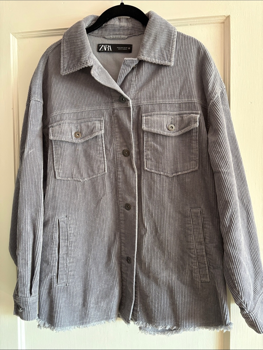 ZARA Light Gray Corduroy Button-Front Jacket